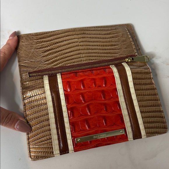 Brahmin Ady Wallet Cabana Vertical Vineyard Genuine leather orange gold tan New - Picture 4 of 6